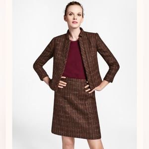 Brooks Brothers tweed boucle jacket + skirt suit English Abraham Moon wool 0